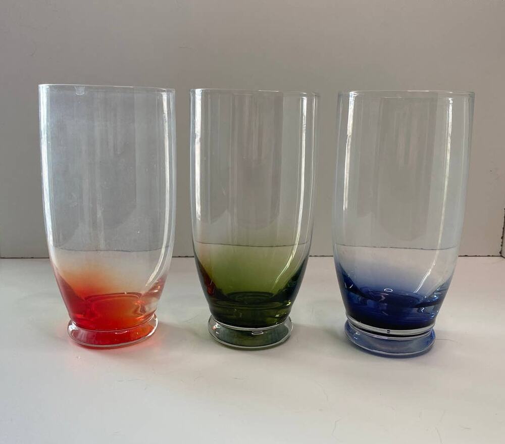 Vintage Multi Color Water Glasses, Tumblers, Coolers, set of 3